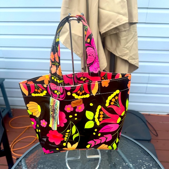 Consuela Neon Floral Legacy Lunch Bag Black and Pink Women's NWT